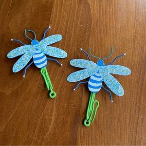 Pair of Metal Hand Painted Butterfly Wall Hooks - Set of 2